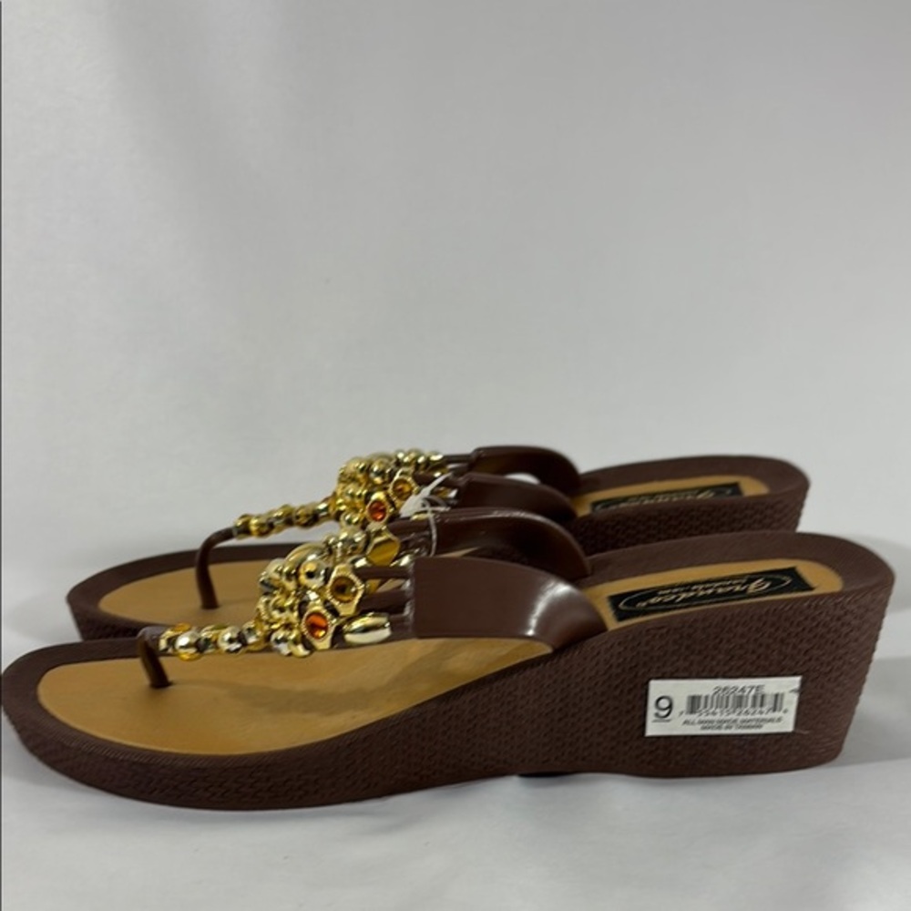 Beaded Wedge Sandals